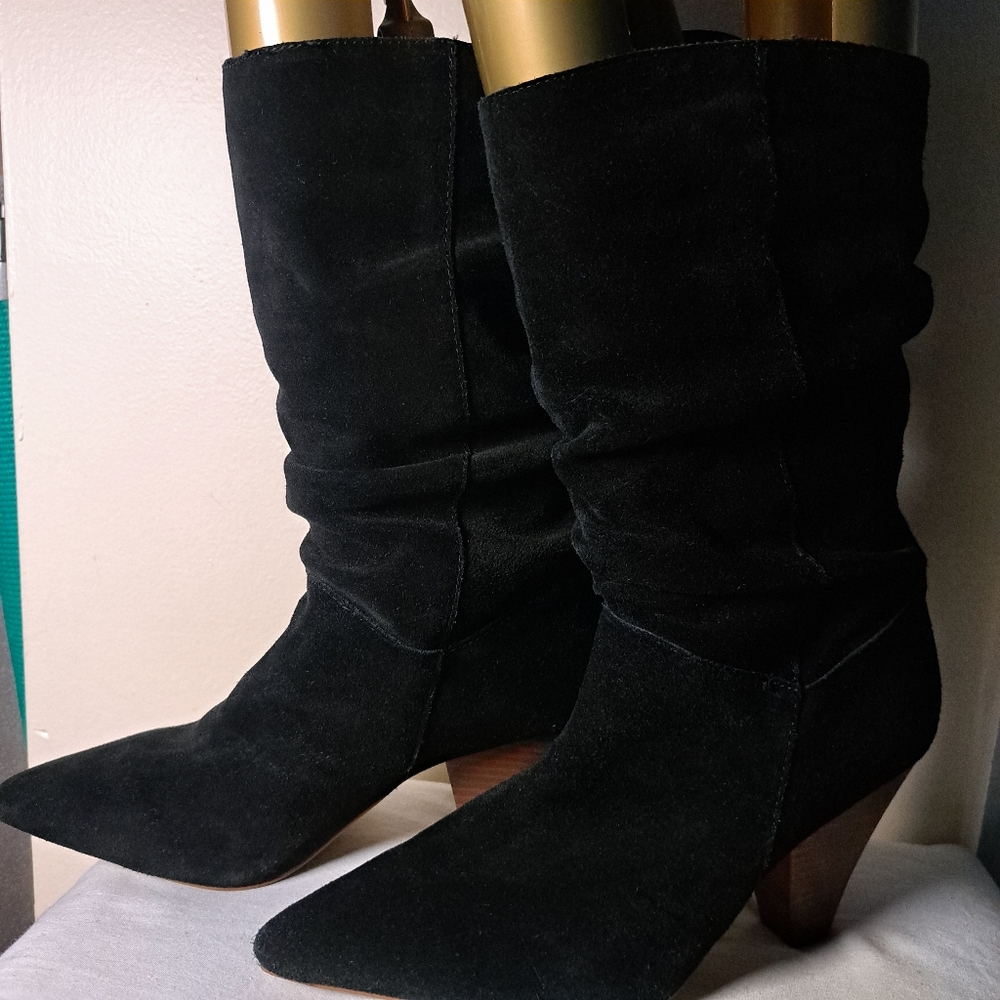 Kensie Black Heeled Sloushy Suede‎ Boots  Women Size 10M ***TRENDING*** - Picture 4 of 15